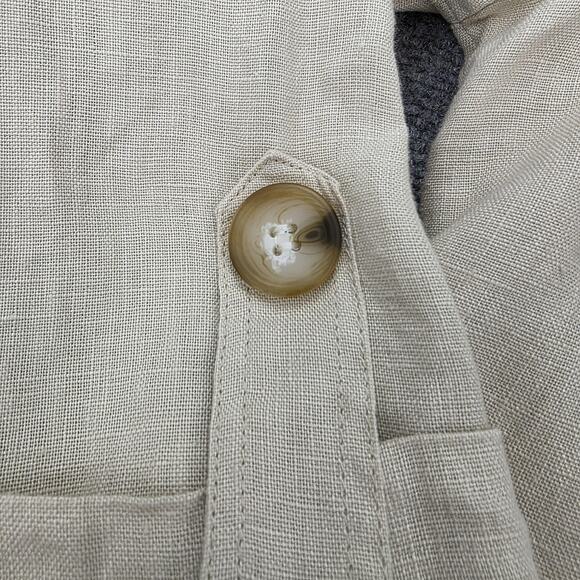 For Cynthia Jacket Womens Large Beige Hooded 100% Linen Flare Button Detail Coat - Picture 12 of 16